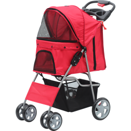 PAWISE Pet Stroller with 4 wheels-Red