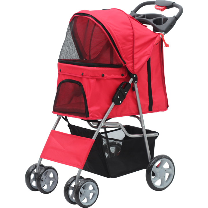 PAWISE Pet Stroller with 4 wheels-Red
