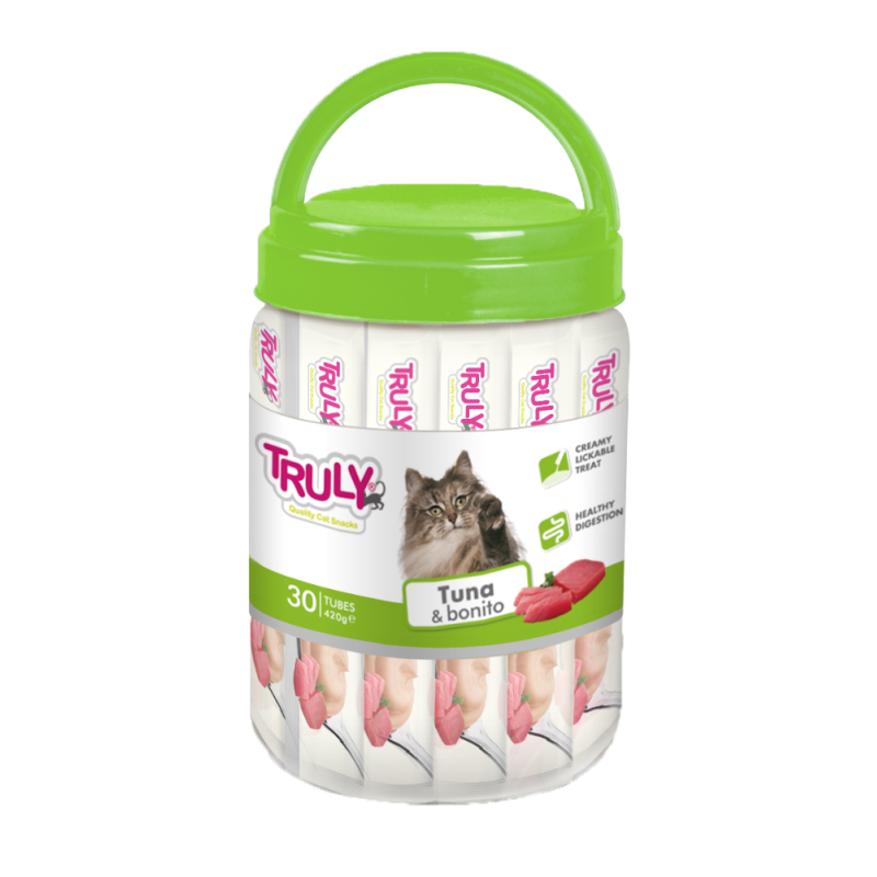 Truly Cat Creamy Lickable Tuna & Bonito 420g (30 tuber i en spand)