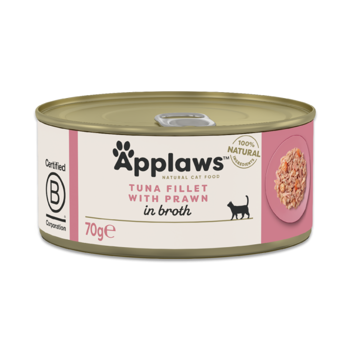5 stk Applaws Tuna Fillet with Prawn in broth 70g (Tun med Rejer)